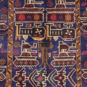 Afghan Rug - Military Hardware Design (Blue)